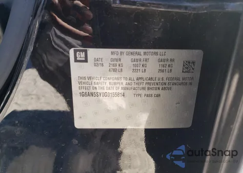 2016 Cadillac Ats-V z USA, uszkodzony, nr VIN 1G6AN5SY0G0155814